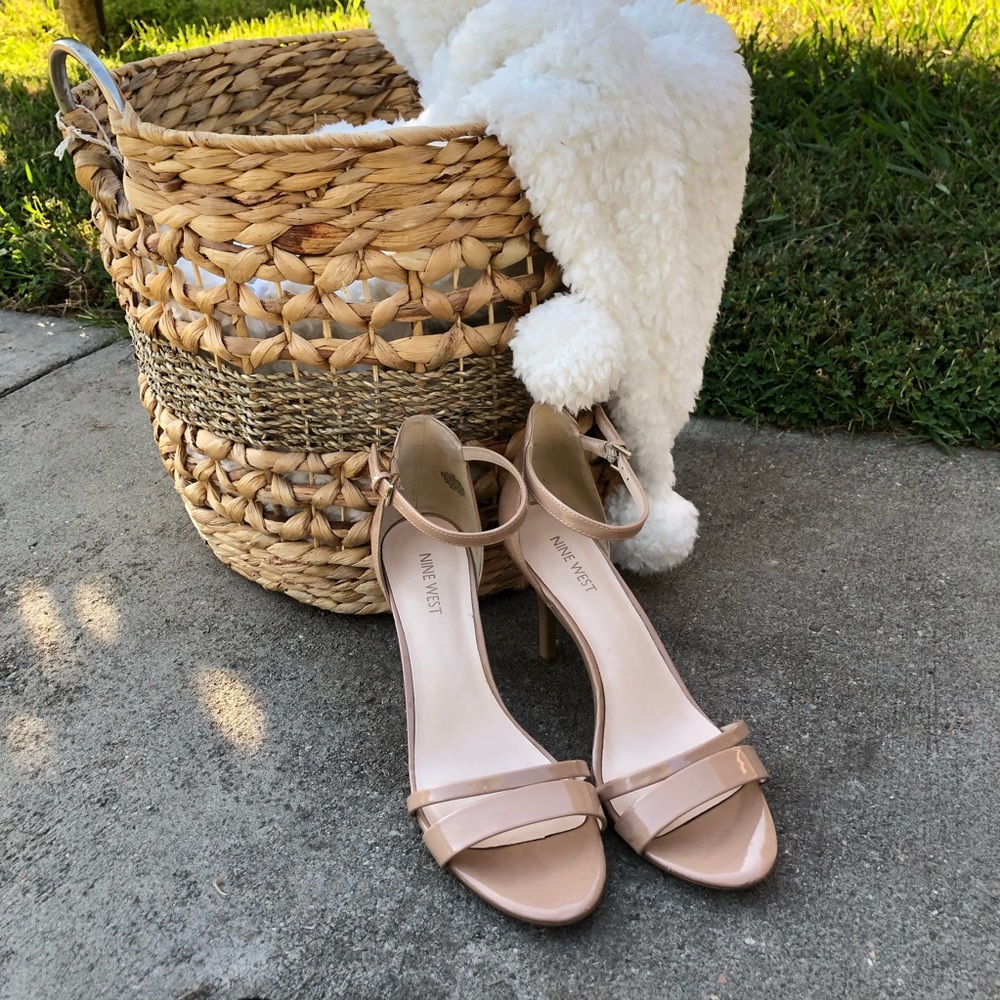 Nine West nude double strap heels